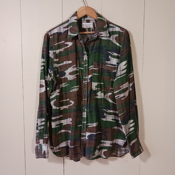Denim & Supply Button Up Shirt Green Camo Plaid - Picture 2 of 10